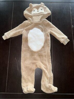 George Beige and White Cozy Animal Footed One-Piece